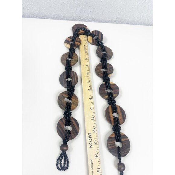 VTG Wooden Disc Beaded Elastic Belt 36\